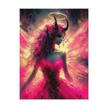 Fairy mit Hörnern, die sie in Rosa aufhalten