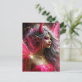 Fairy mit Hörnern in einem hellrosa Kleid Postkarte (Stehend Vorderseite)