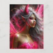 Fairy mit Hörnern in einem hellrosa Kleid Postkarte (Vorderseite)