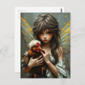 Fairy mit Huhn Postkarte (Vorne/Hinten)