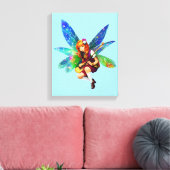 Fairy mit Instrument auf Solid Blue Leinwanddruck (Insitu (Wohnzimmer))