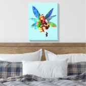 Fairy mit Instrument auf Solid Blue Leinwanddruck (Insitu (Schlafzimmer))