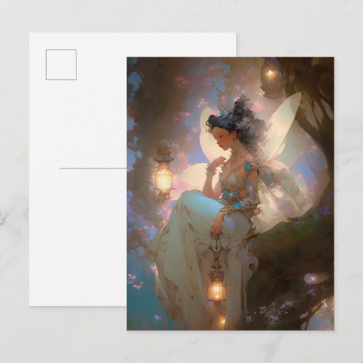 Fairy mit Lattern Postkarte (Vorne/Hinten)