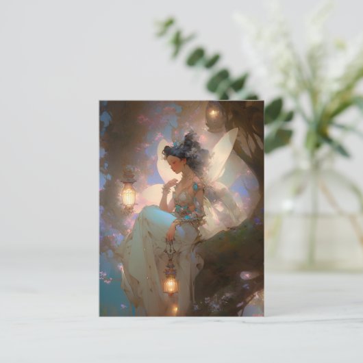 Fairy mit Lattern Postkarte (Stehend Vorderseite)
