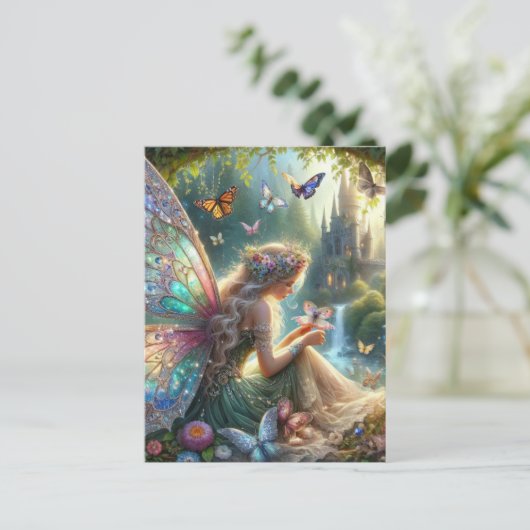 Fairy mit Schmetterlingen Postkarte (Stehend Vorderseite)