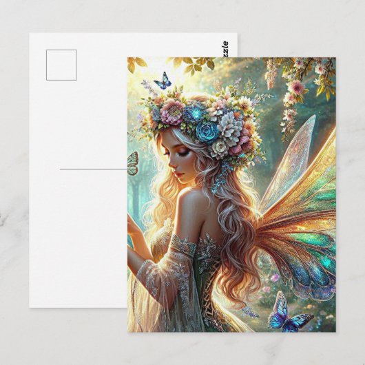 Fairy mit Schmetterlingen Postkarte (Vorne/Hinten)