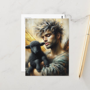 Fairy mit schwarzem Lamm Postkarte