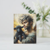 Fairy mit schwarzem Lamm Postkarte (Stehend Vorderseite)