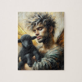 Fairy mit schwarzem Lamm Puzzle
