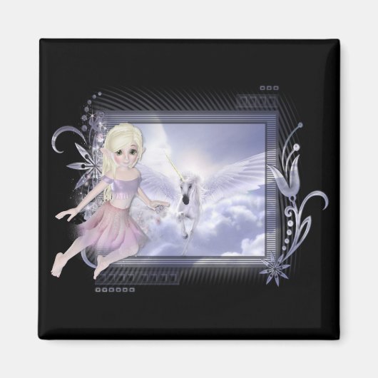 Fairy mit Unicorn D2 Designs Magnet (Vorne)