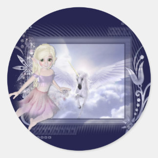 Fairy mit Unicorn D2 Designs Runder Aufkleber