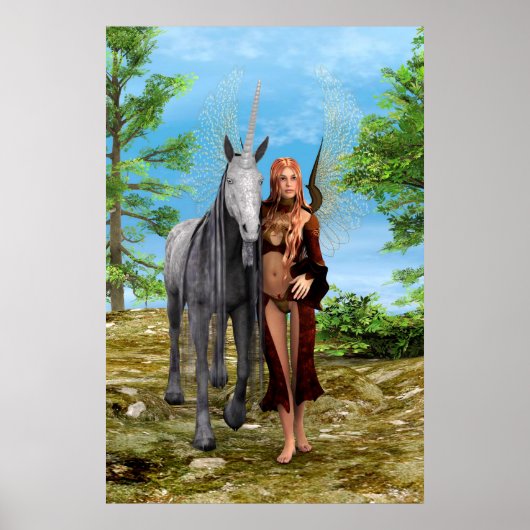 Fairy mit Unicorn Poster (Vorne)