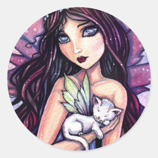 Fairy mit White Cat Sticker von Molly Harrison (Vorderseite)