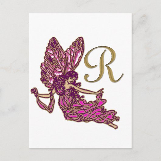 Fairy Monogram R Postkarte (Vorderseite)