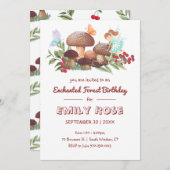 Fairy Mushroom Butterfly Verzauberter Wald Geburts Einladung (Vorne/Hinten)