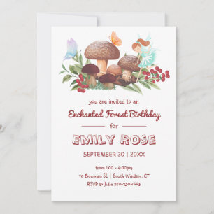 Fairy Mushroom Butterfly Verzauberter Wald Geburts Einladung