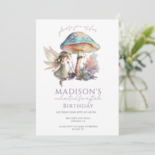 Fairy Mushroom Einladung (Stehend Vorderseite)