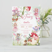 Fairy Mushroom Fairytale Magische Geburtstagspink Einladung (Stehend Vorderseite)