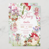 Fairy Mushroom Fairytale Magische Geburtstagspink Einladung (Vorne/Hinten)