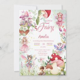 Fairy Mushroom Fairytale Magische Geburtstagspink Einladung