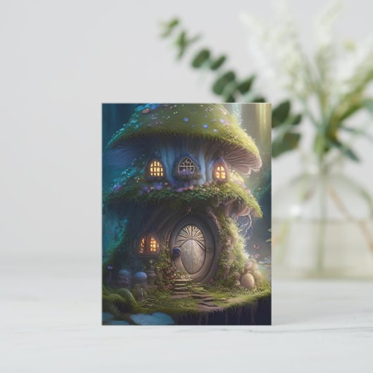 Fairy Mushroom House Postkarte (Stehend Vorderseite)
