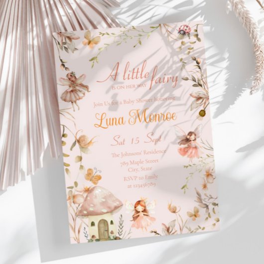 Fairy Mushroom Hütte Boho Watercolor Babydusche Einladung