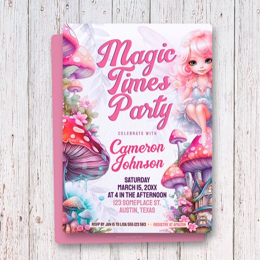 Fairy Mushroom Magic Times Whimsical Party Einladung