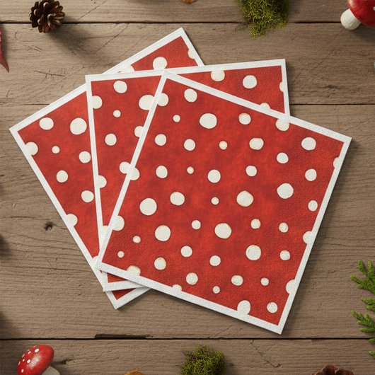 Fairy Mushroom Red and White Polka Dot Pattern Serviette