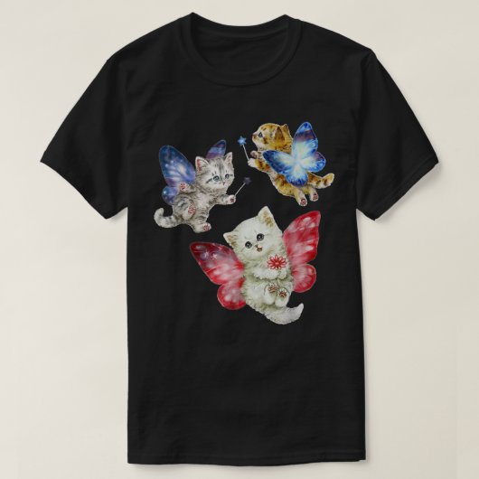 Fairy Niedlich Cats Kitten Fly A Butterfly Cat Kit T-Shirt (Design vorne)