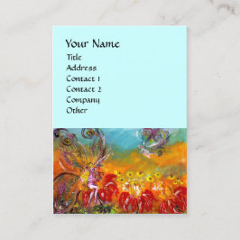 FAIRY OF THE RED BLUME Aquamarin Blue Floral Fanta Visitenkarte