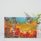 FAIRY OF THE RED BLUME Fantasy Briefpapier (Stehend Vorderseite)