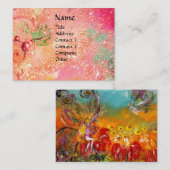 FAIRY OF THE RED BLUME IN PINK GLITZERN Fantasy Visitenkarte (Vorne/Hinten)