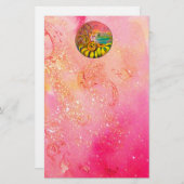 FAIRY OF THE SUNFLOWERS Gelb rosa schwarz Briefpapier (Vorne/Hinten)