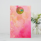 FAIRY OF THE SUNFLOWERS Gelb rosa schwarz Briefpapier (Stehend Vorderseite)