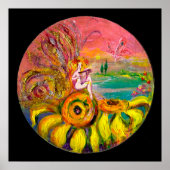 FAIRY OF THE SUNFLOWERS Gelb rosa schwarz Poster (Vorne)