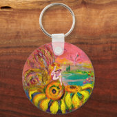 FAIRY OF THE SUNFLOWERS Gelb rosa schwarz Schlüsselanhänger (Vorderseite)