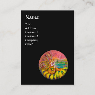 FAIRY OF THE SUNFLOWERS Gelb rosa schwarz Visitenkarte