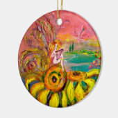 FAIRY OF THE SUNFLOWERS VIBRANT GREEN EMERALD KERAMIK ORNAMENT (Links)