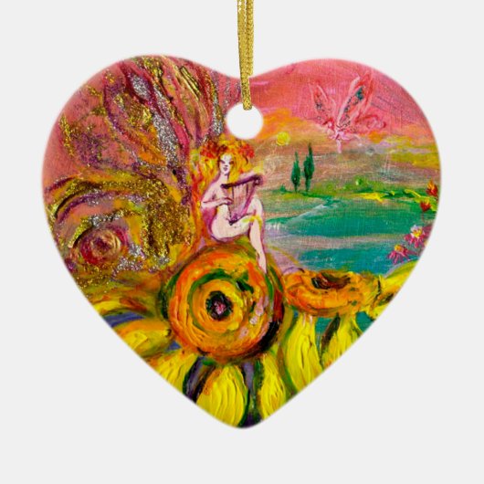 FAIRY OF THE SUNFLOWERS VIBRANT GREEN EMERALD KERAMIKORNAMENT (Vorne)
