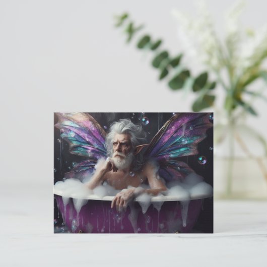 Fairy Old Man nimmt ein Buben Bad in Lila Tube Postkarte (Stehend Vorderseite)
