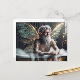 Fairy Old Man nimmt eine Blase Bad Postkarte