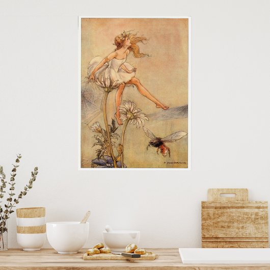 Fairy on a Daisy - Drucken Poster (Küche)
