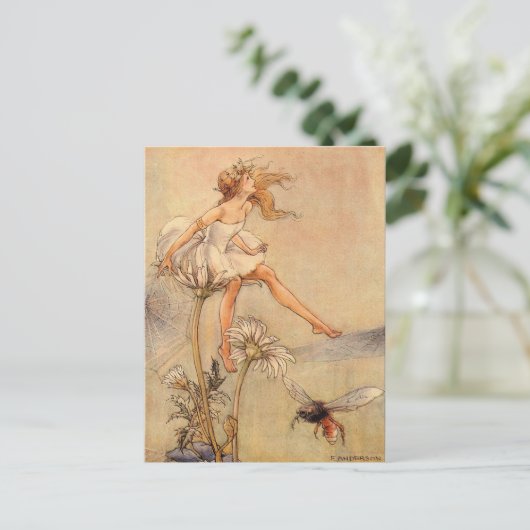 Fairy on a Daisy Postkarte (Stehend Vorderseite)