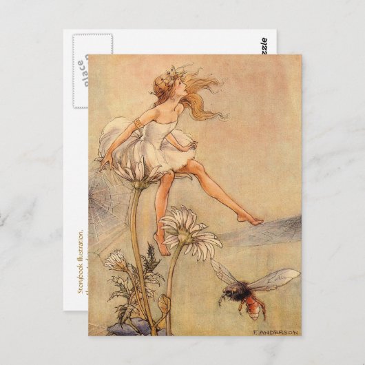 Fairy on a Daisy Postkarte (Vorne/Hinten)