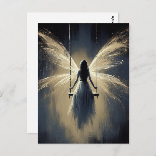 Fairy on a Swing at Night Postkarte (Vorne/Hinten)