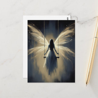 Fairy on a Swing at Night Postkarte