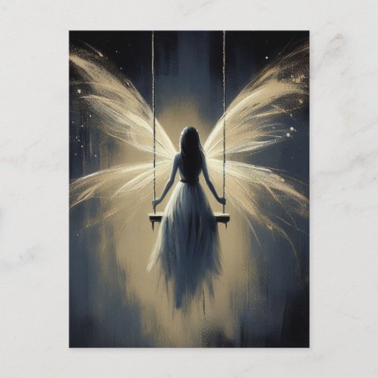 Fairy on a Swing at Night Postkarte (Vorderseite)