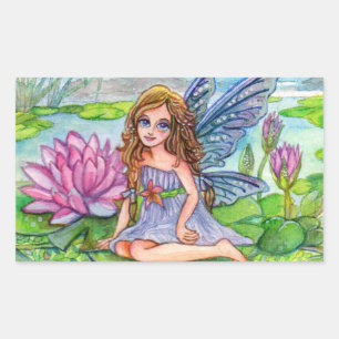 Fairy on Lily Pad Rechteckiger Aufkleber