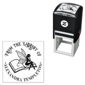 Fairy on Open Book “From the Library of” Name Permastempel (Beispiel)