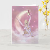 Fairy on the Moon - Fantasy Greeting Card Karte (Gelbe Blume)